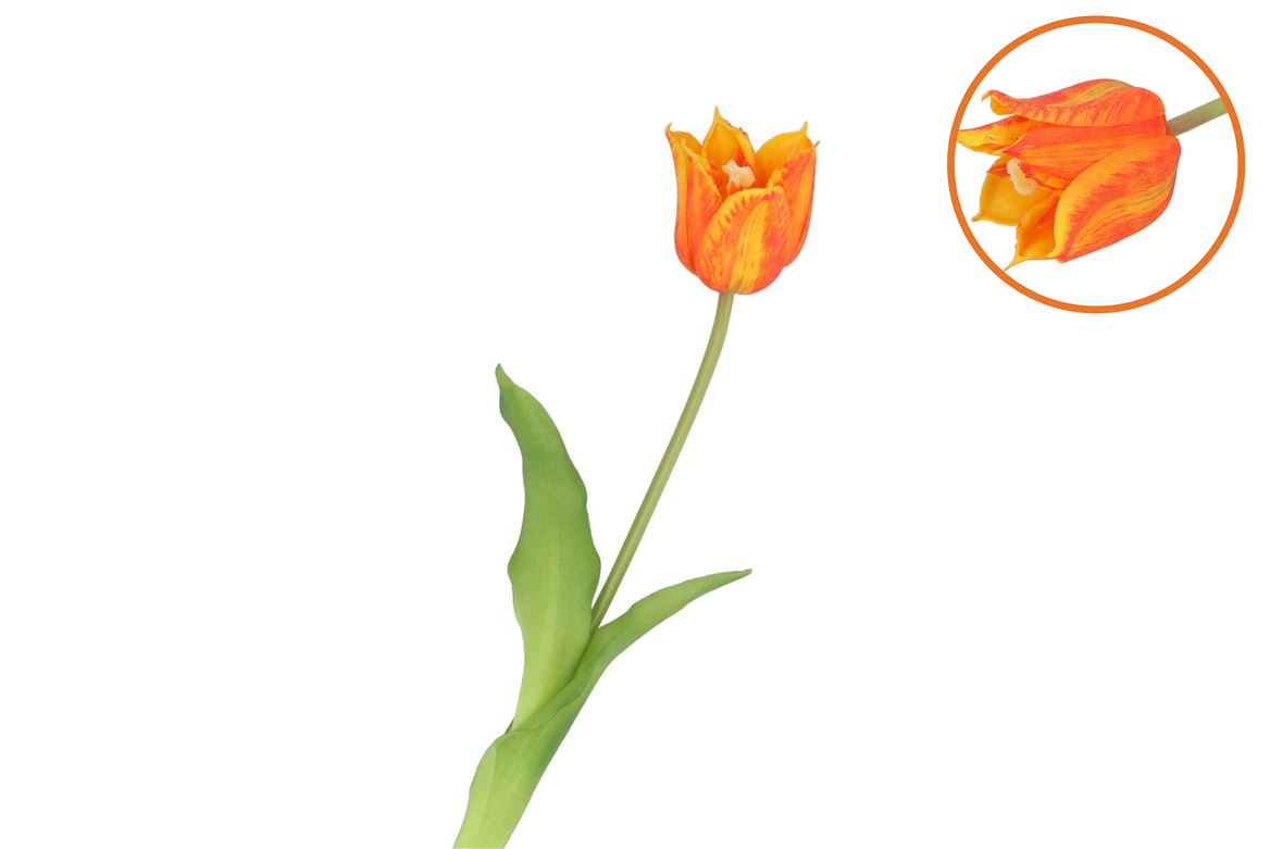 Silk Tulip Single Orange 48cm Nm