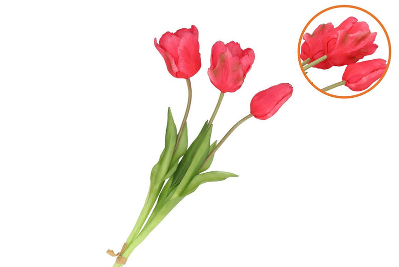 Silk Tulip Bouquet Dark Pink 26x47cm Nm