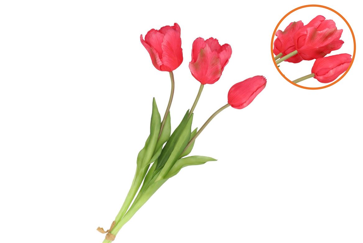 Silk Tulip Bouquet Dark Pink 26x47cm Nm