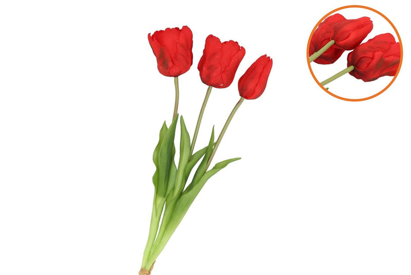 Silk Tulip Bouquet Red 26x47cm Nm