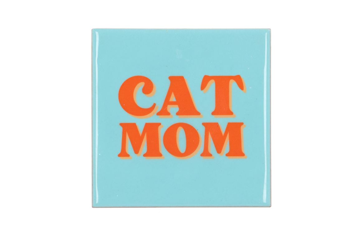 Tile Cat Mom Blue 10x10x1cm