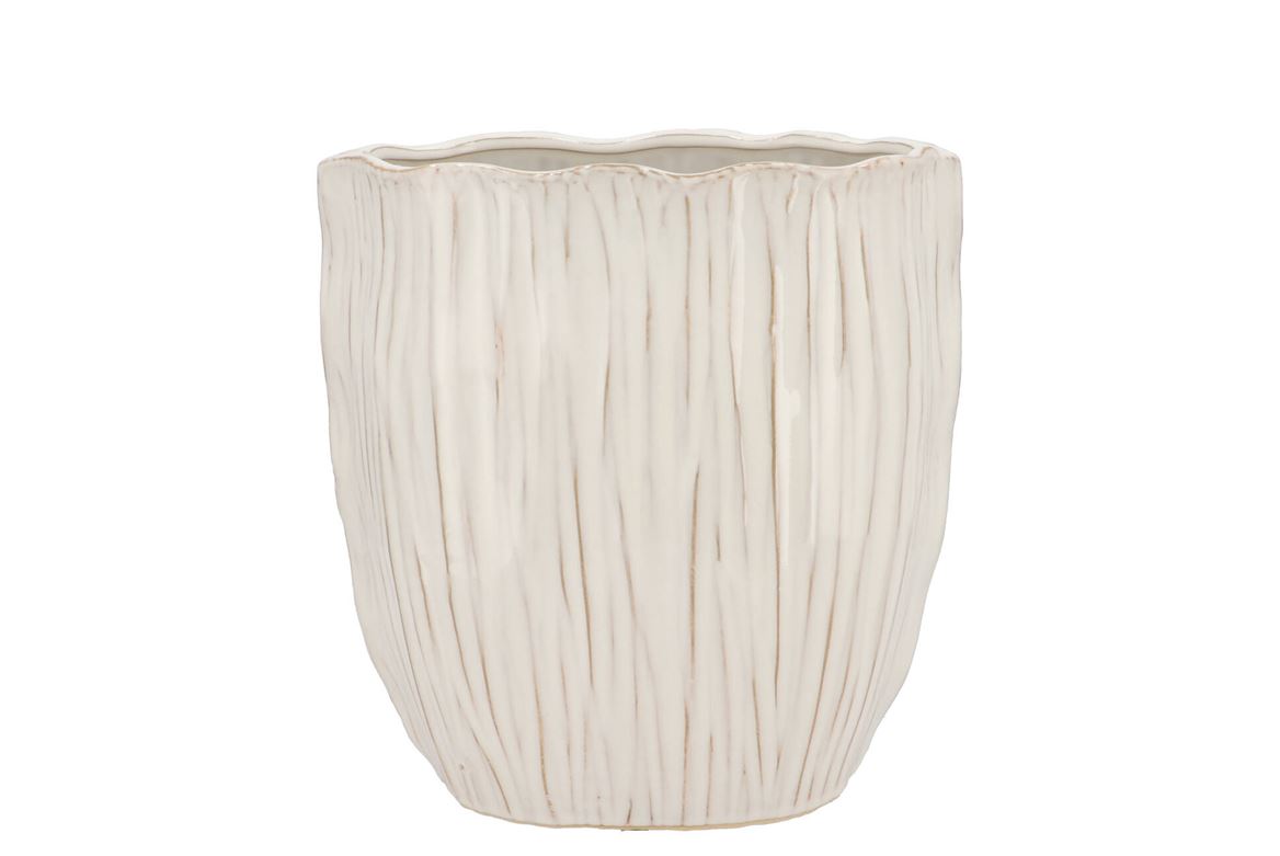 Lima White Pot Oval 31x18x21cm