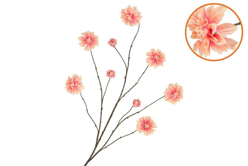 Silk Dahlia Branch Peach 125cm
