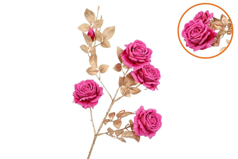 Silk Rose Goldie 5x Fuchsia 116cm Nm