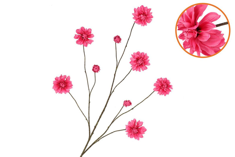 Silk Dahlia Branch Fuchsia 125cm
