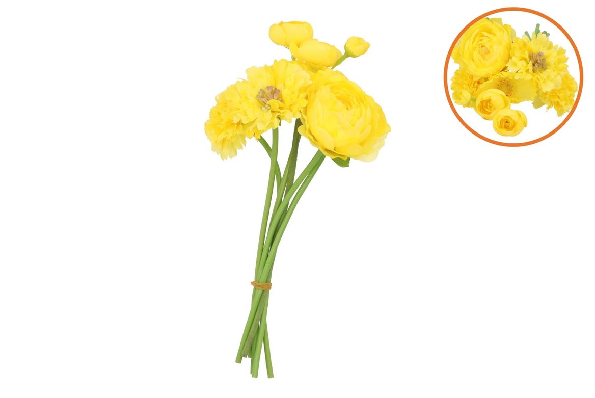 Silk Flowers Ass Yellow 23cm P/1
