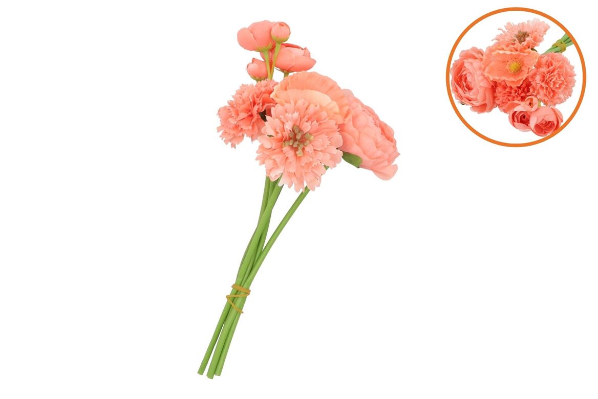 Silk Bouquet Flowers Orange 23cm P/1