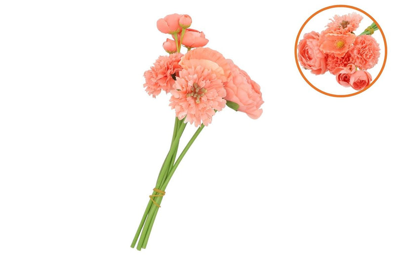 Silk Bouquet Flowers Orange 23cm P/1