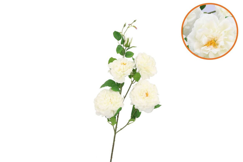 Silk Wild Rose White Single Stem 116cm