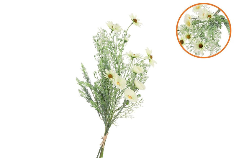 Silk Poppy Rudbeckia Wildflowers White 78cm